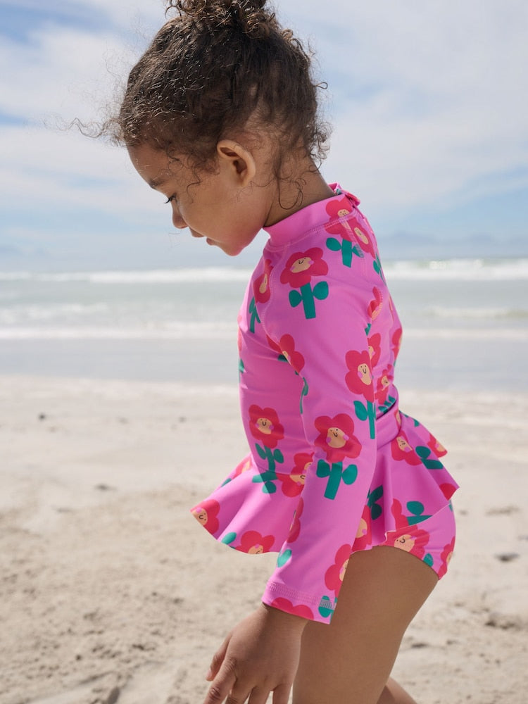 Pink Stampy Floral Sunsafe Swim Set (3mths-7yrs)