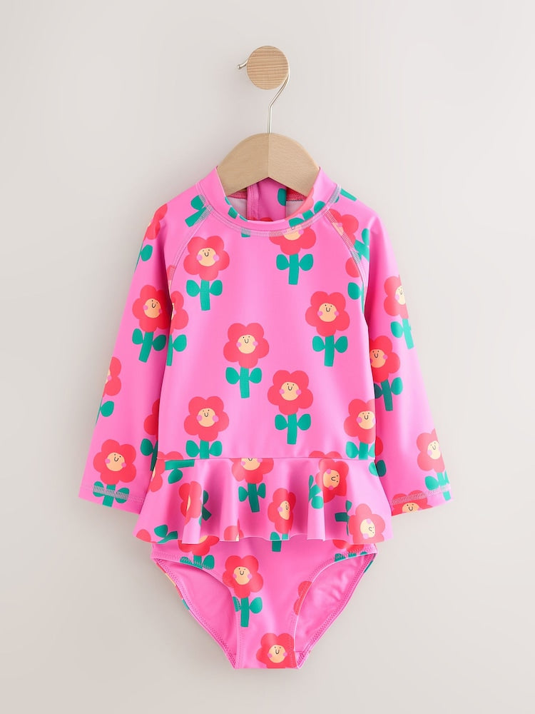 Pink Stampy Floral Sunsafe Swim Set (3mths-7yrs)