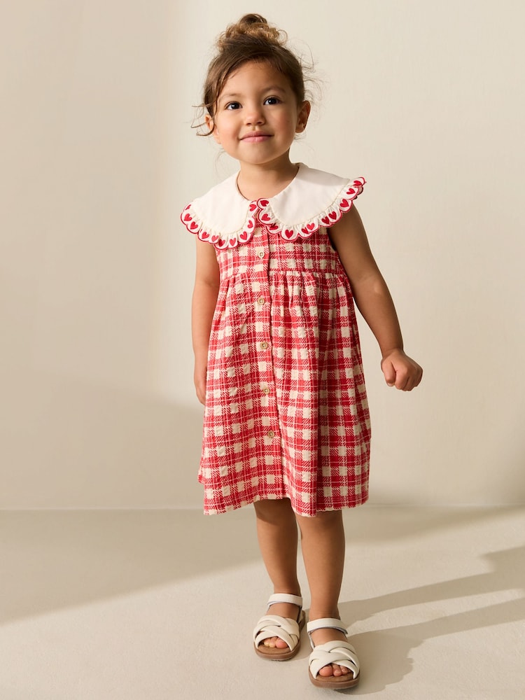 Red Check Collared Summer Dress (3mths-7yrs)