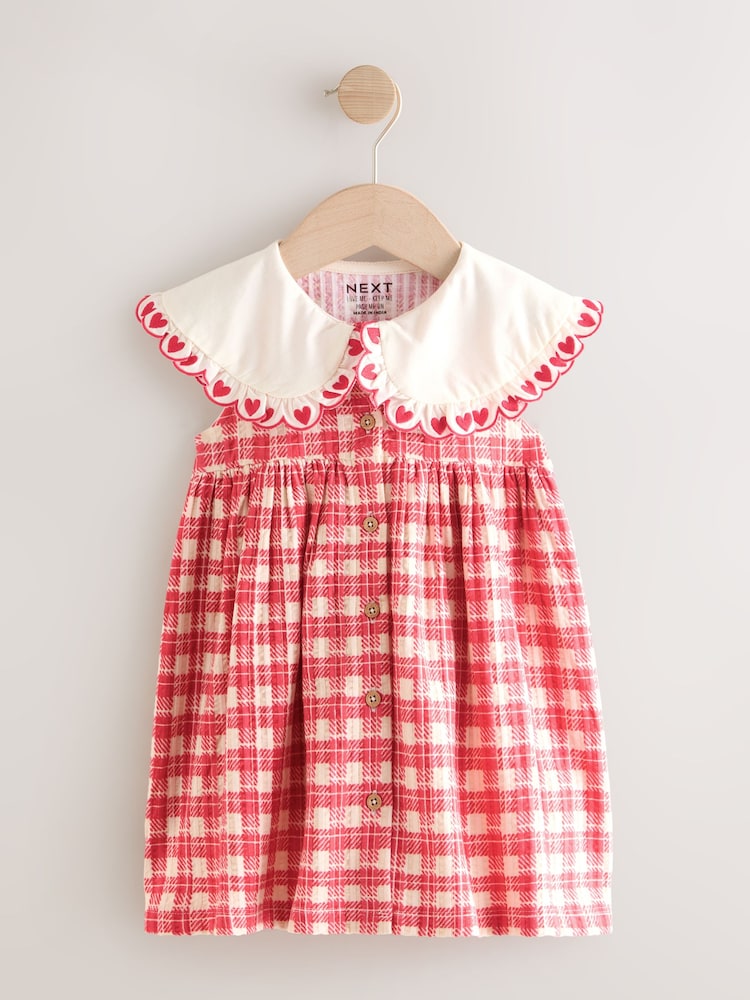 Red Check Collared Summer Dress (3mths-7yrs)