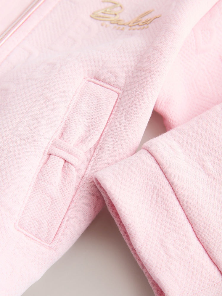 Baker by Ted Baker Pink Quilted Jacquard Jacket, T-Shirt & Joggers Set 3 Piece