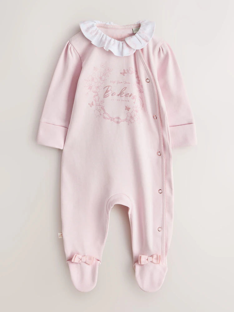 Baker by Ted Baker Pink Layette Sleepsuits 3 Pack
