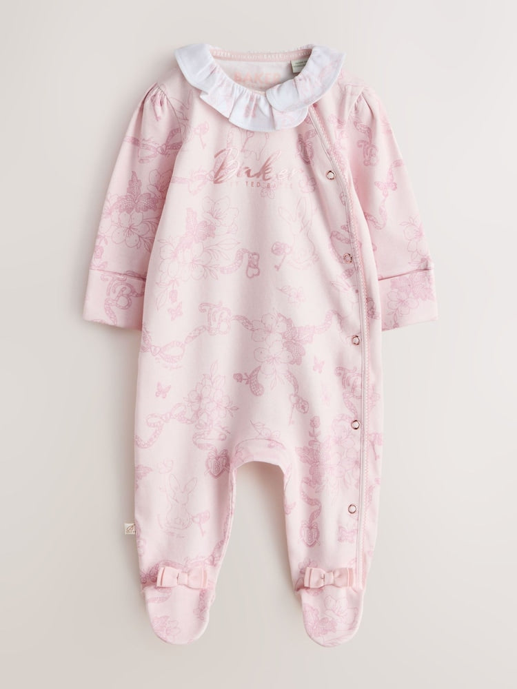 Baker by Ted Baker Pink Layette Sleepsuits 3 Pack