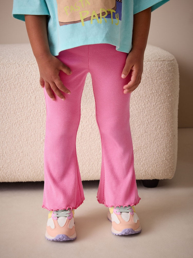 Bright Sugar Pink Rib Flare Leggings (3mths-7yrs) - Size 3-6 Months (62-68cm) - Bright Sugar Pink Rib Flare