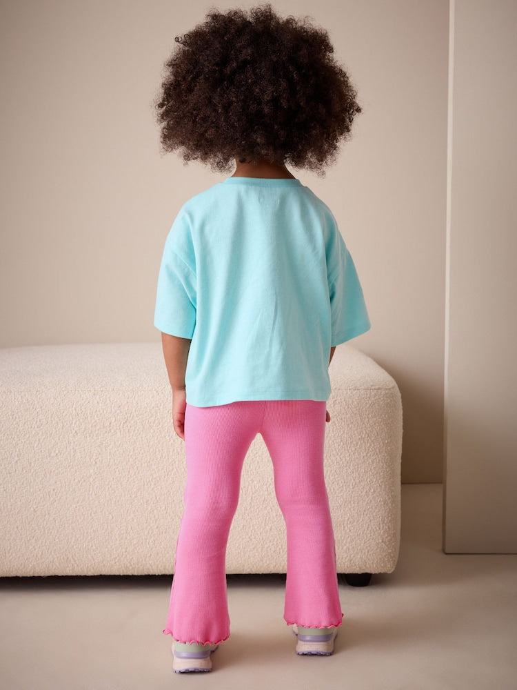 Bright Sugar Pink Rib Flare Leggings (3mths-7yrs) - Size 3-6 Months (62-68cm)