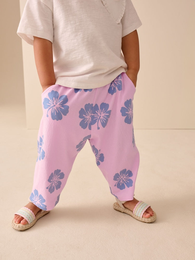Lilac Purple Flower Barrel Leg Trousers (3mths-7yrs)