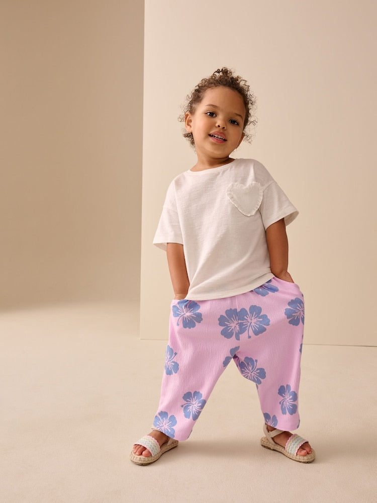 Lilac Purple Flower Barrel Leg Trousers (3mths-7yrs)