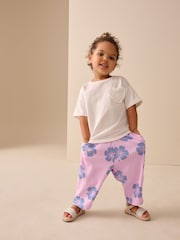 Lilac Purple Flower Barrel Leg Trousers (3mths-7yrs) - Size 3-6 Months (62-68cm)