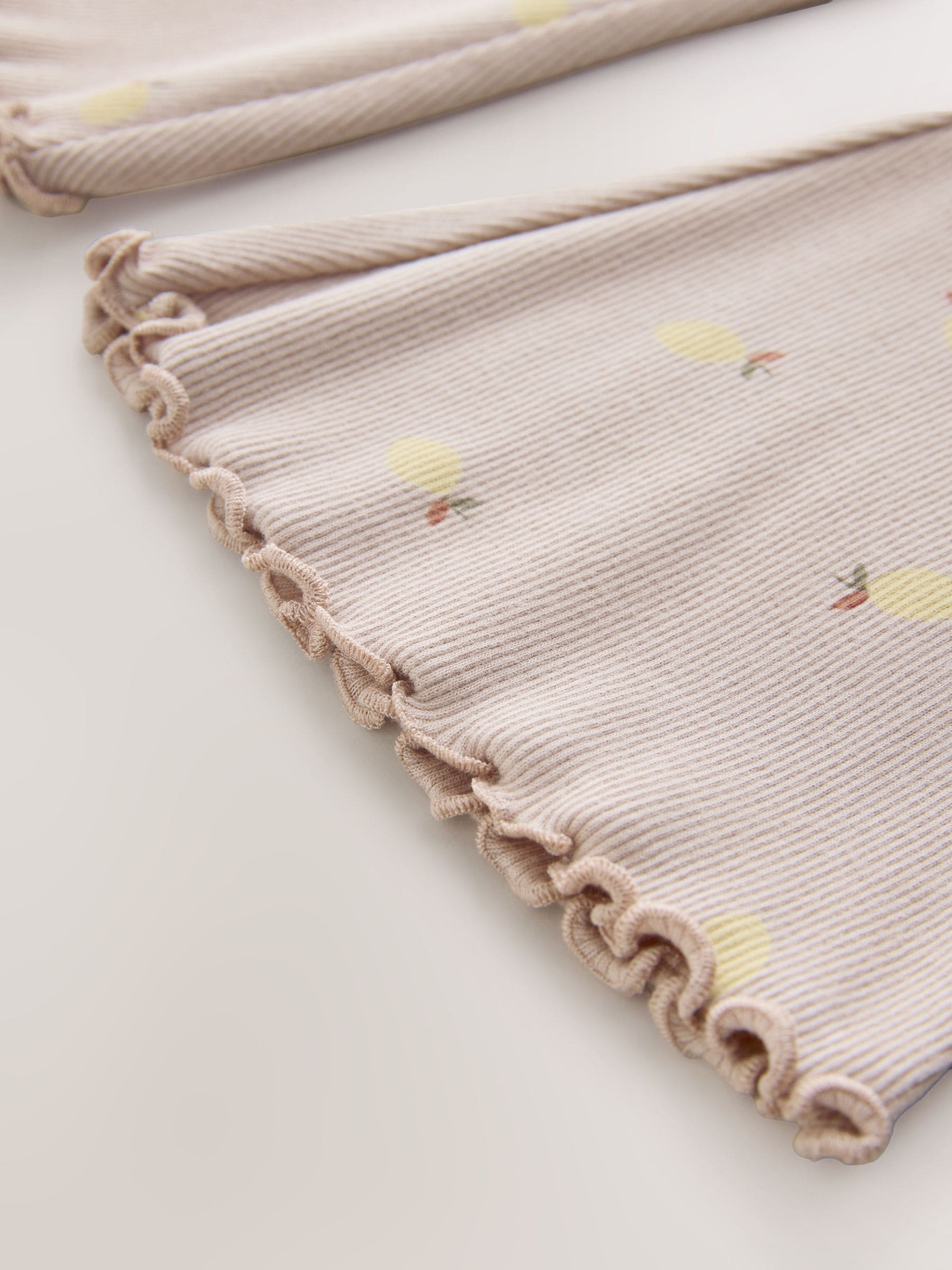 Neutral Lemon Print Rib Flare Leggings (3mths-7yrs)
