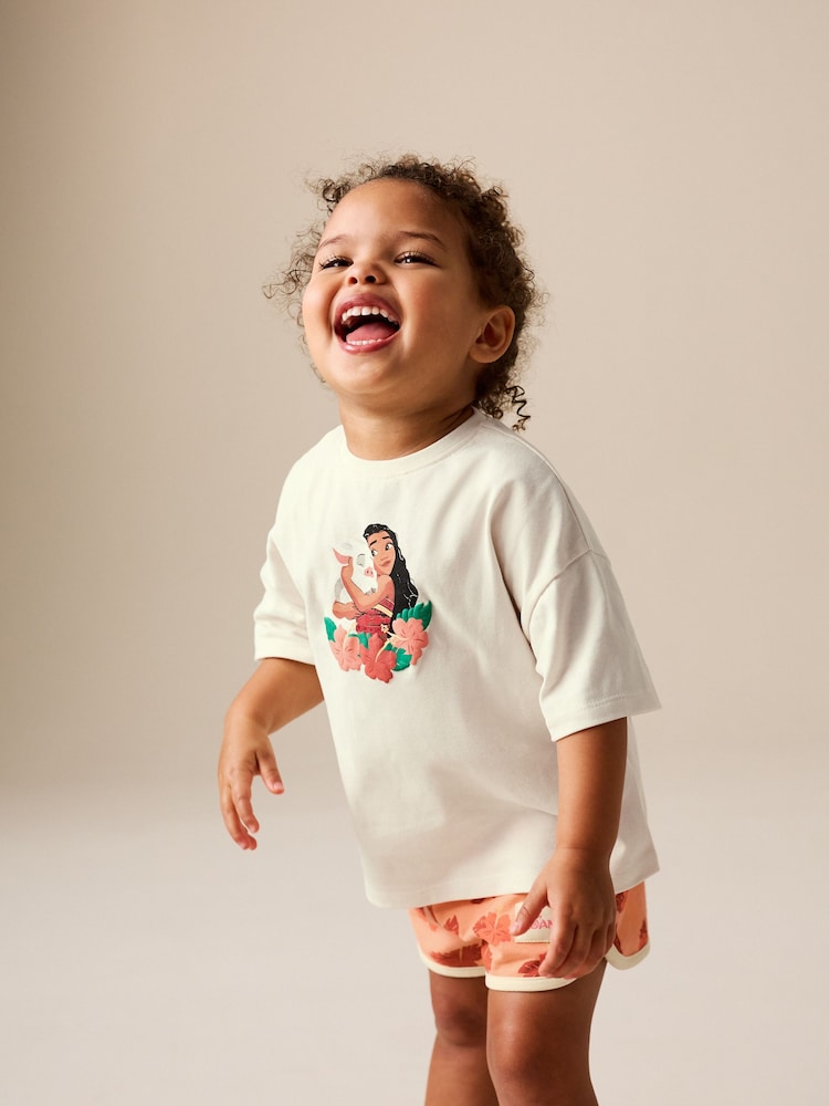 Coral/Ecru Disney Moana Short Sleeve Top and Shorts Set (3mths-7yrs)