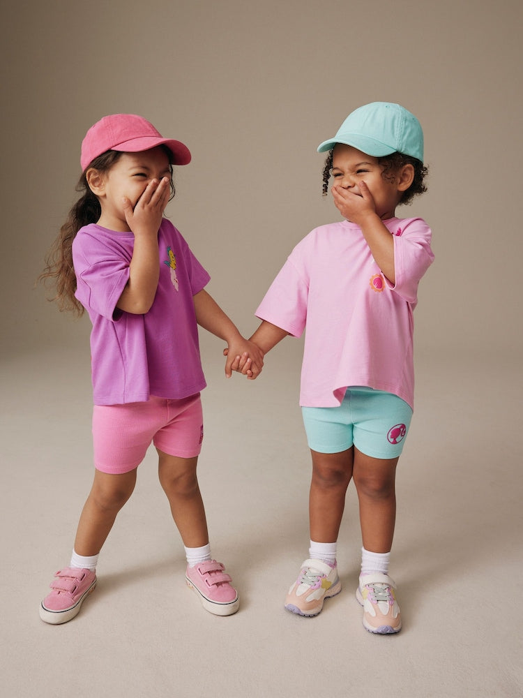 Pink Barbie Short Sleeve T-Shirt and Cycle Shorts Set (3mths-7yrs)