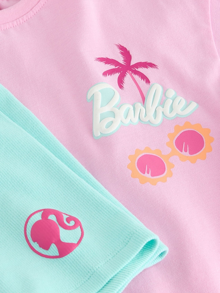 Pink Barbie Short Sleeve T-Shirt and Cycle Shorts Set (3mths-7yrs)