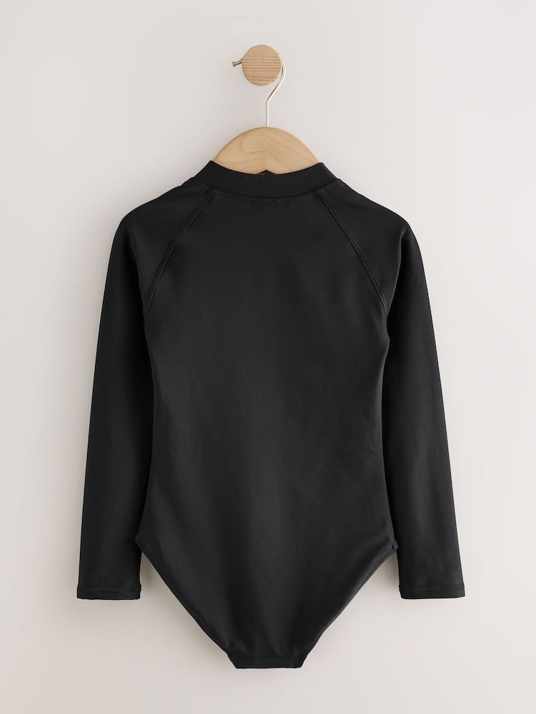 Black Long Sleeve Sunsafe Swimsuit (3mths-16yrs) - Size 3 Years (98cm)