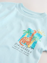 Blue Dinosaur Short Sleeve Back Print T-Shirt (3mths-7yrs) - Size 3-6 Months (62-68cm)