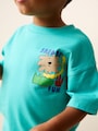 Aqua Blue Animal Short Sleeve Back Print T-Shirt (3mths-7yrs) - Size 3-6 Months (62-68cm)
