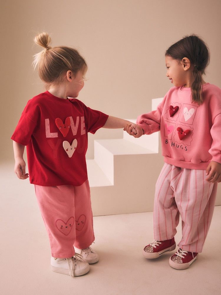 Pink Hearts Top & Trousers Set 2 Pack (3mths-7yrs)