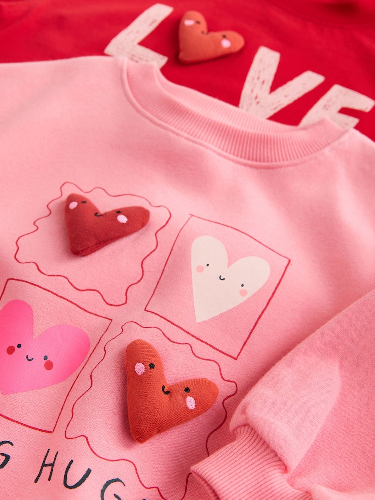 Pink Hearts Top & Trousers Set 2 Pack (3mths-7yrs)