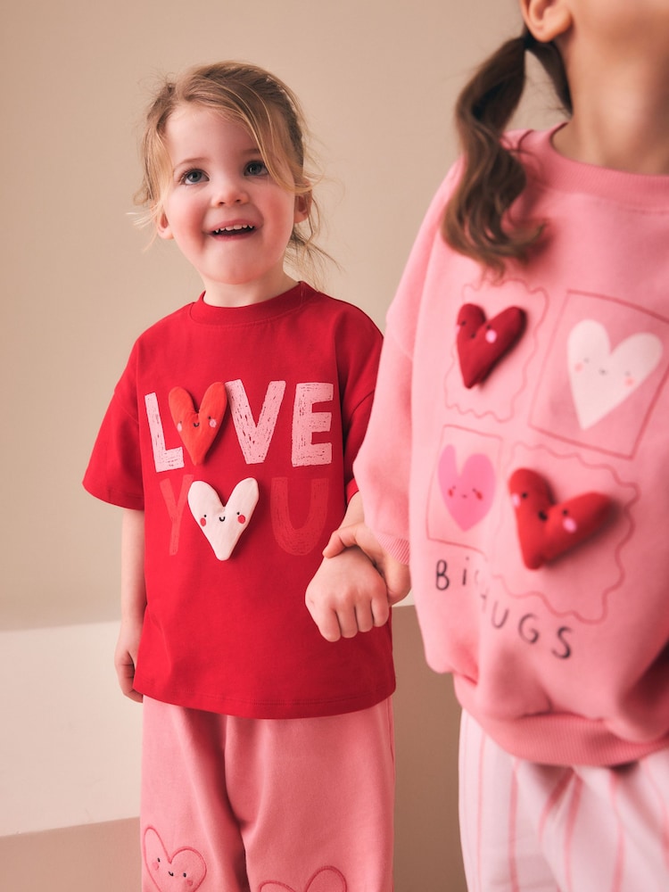 Pink Hearts Top & Trousers Set 2 Pack (3mths-7yrs)