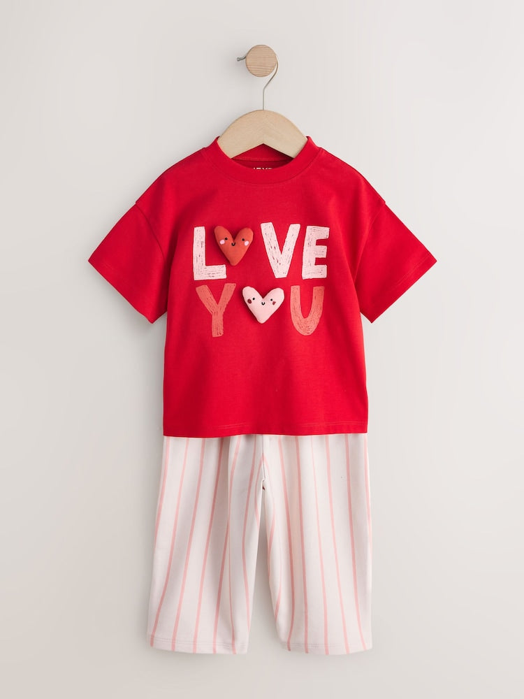 Pink Hearts Top & Trousers Set 2 Pack (3mths-7yrs)