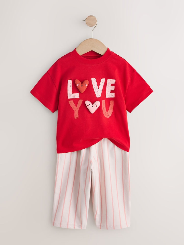 Pink Hearts Top & Trousers Set 2 Pack (3mths-7yrs)