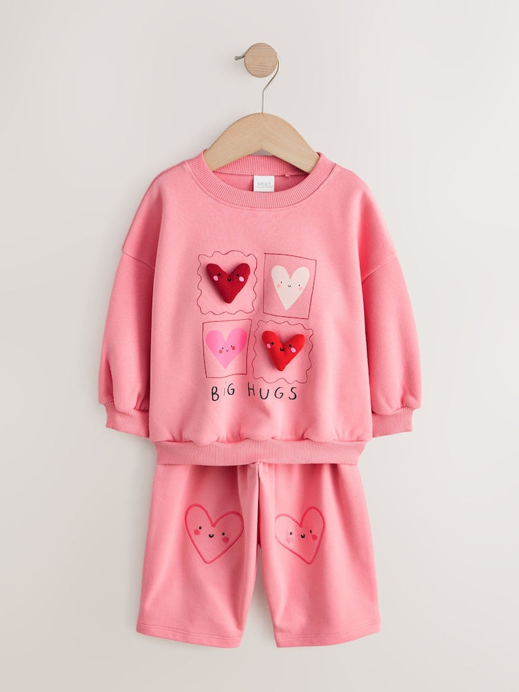 Pink Hearts Top & Trousers Set 2 Pack (3mths-7yrs)
