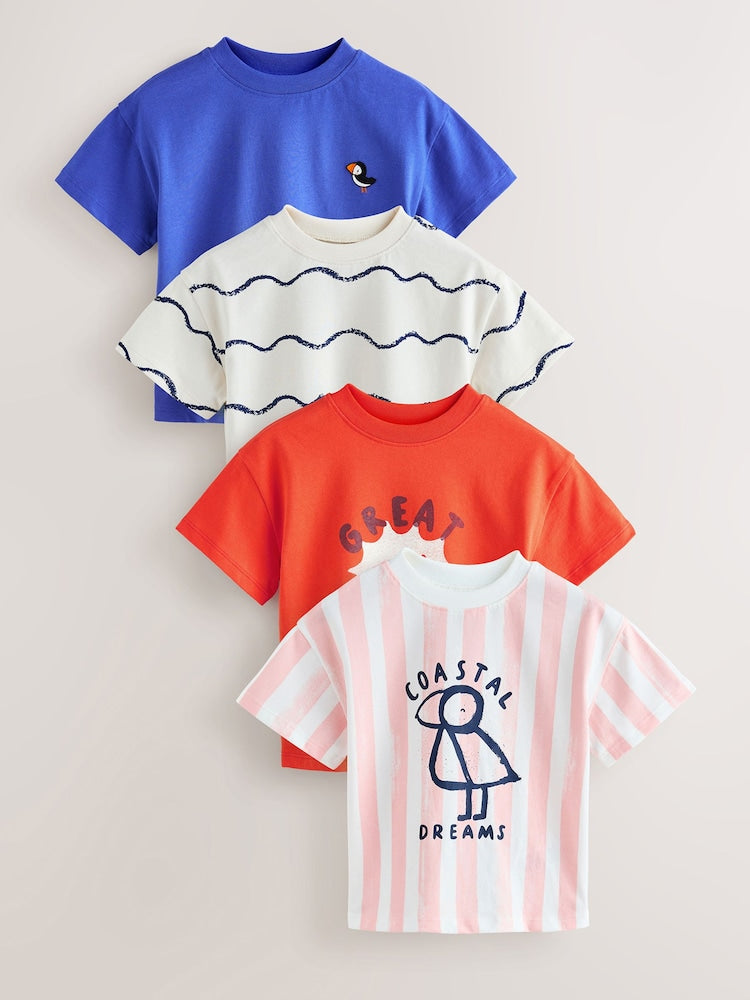Blue/Pink T-Shirts 4 Pack (3mths-7yrs)