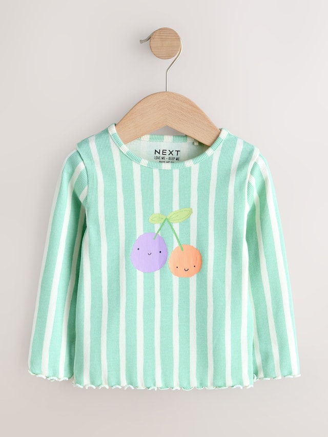 Pastel Rainbow Long Sleeve Rib Tops 5 Pack (3mths-7yrs) - Size 3-6 Months (62-68cm)