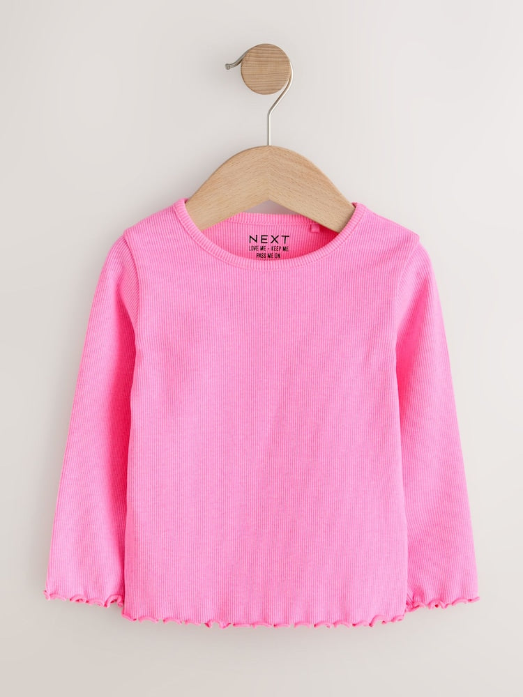 Pastel Rainbow Long Sleeve Ribbed Tops 5 Pack (3mths-7yrs)