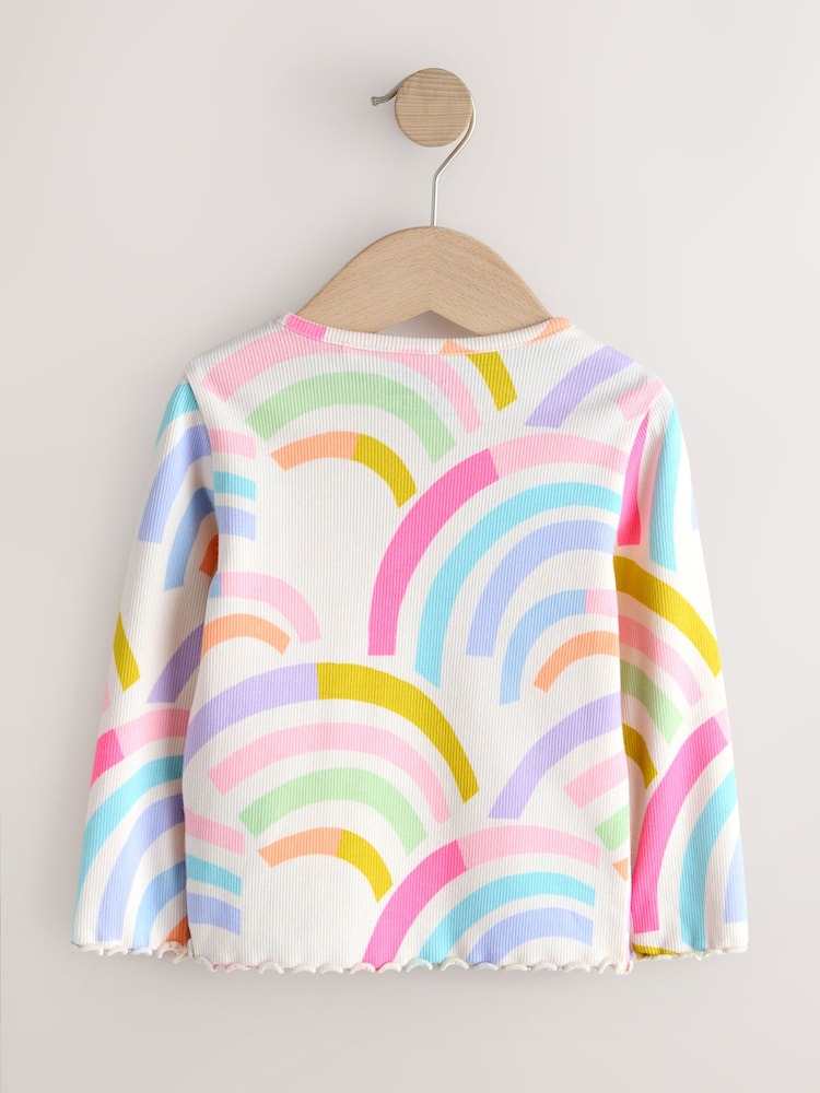Pastel Rainbow Long Sleeve Ribbed Tops 5 Pack (3mths-7yrs)