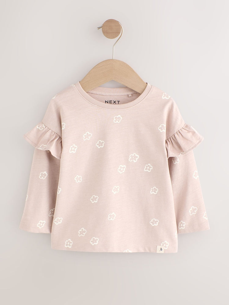 Neutral/Blue Long Sleeve T Shirts 4 Pack (3mths-7yrs)