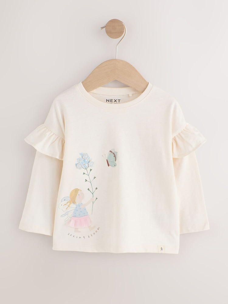 Neutral/Blue Long Sleeve T Shirts 4 Pack (3mths-7yrs)