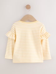 Neutral/Blue Frill Detail Long Sleeve Tops 4 Pack (3mths-7yrs) - Size 3-6 Months (62-68cm)