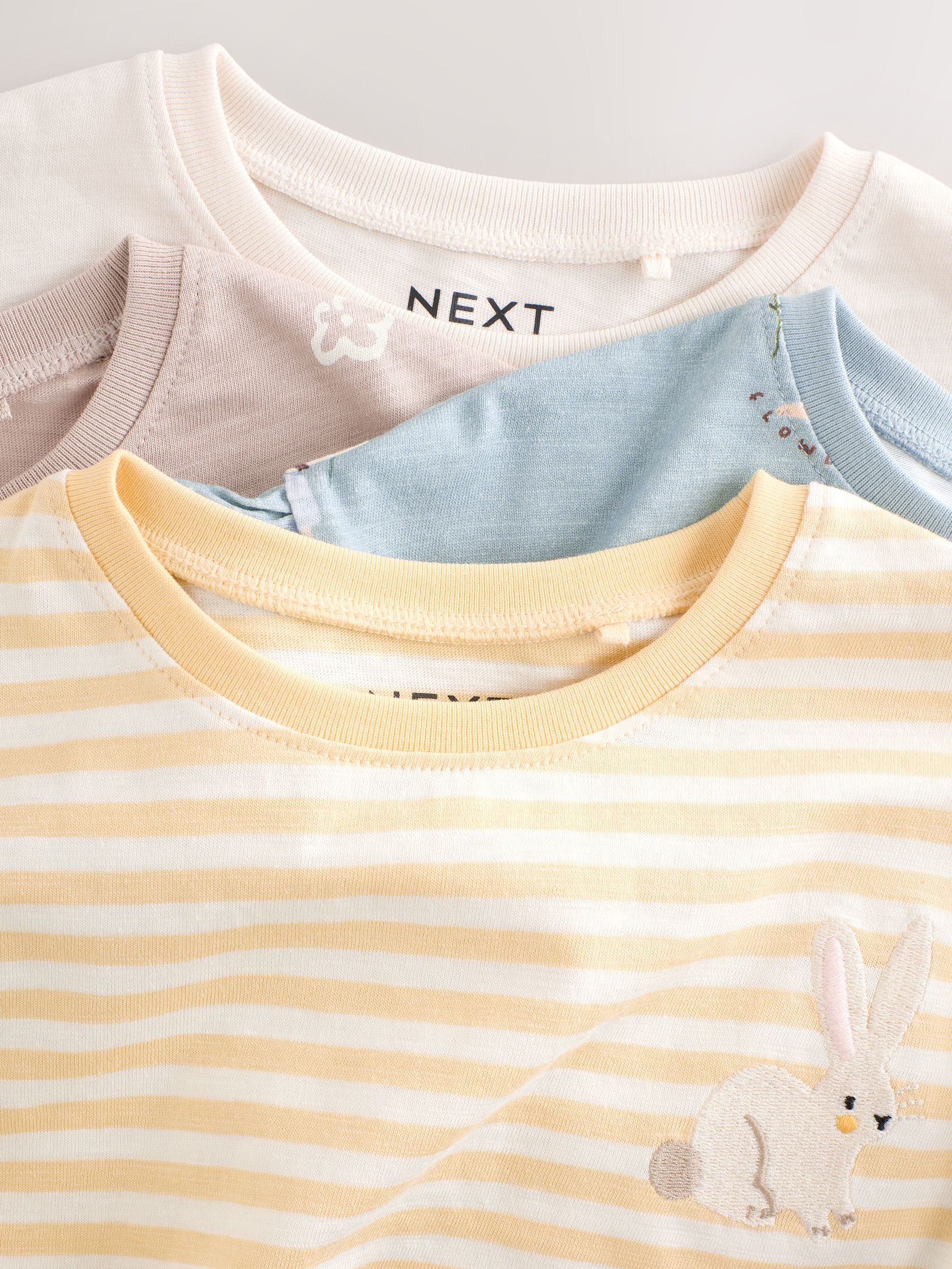 Neutral/Blue Frill Detail Long Sleeve Tops 4 Pack (3mths-7yrs) - Size 3-6 Months (62-68cm)