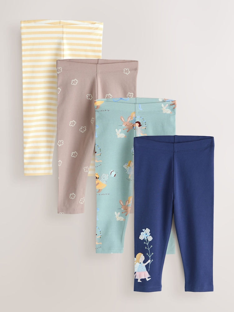 Neutral/Blue Leggings 4 Pack (3mths-7yrs)