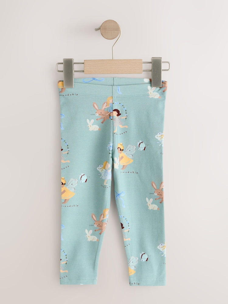 Neutral/Blue Leggings 4 Pack (3mths-7yrs)