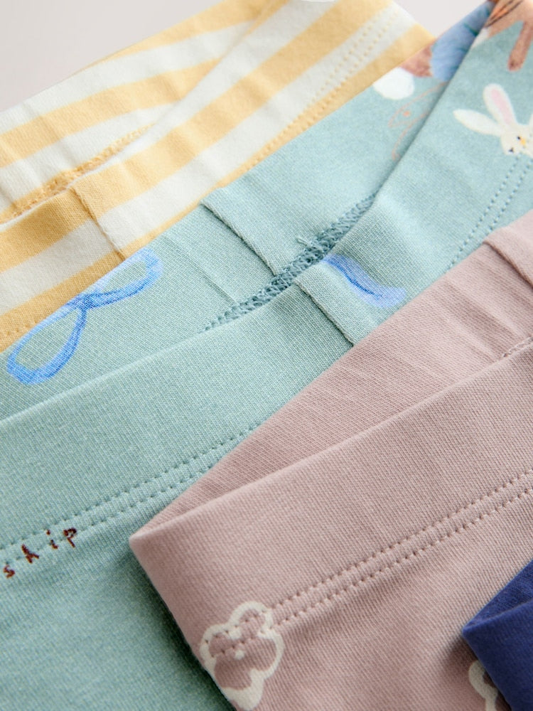 Neutral/Blue Leggings 4 Pack (3mths-7yrs)