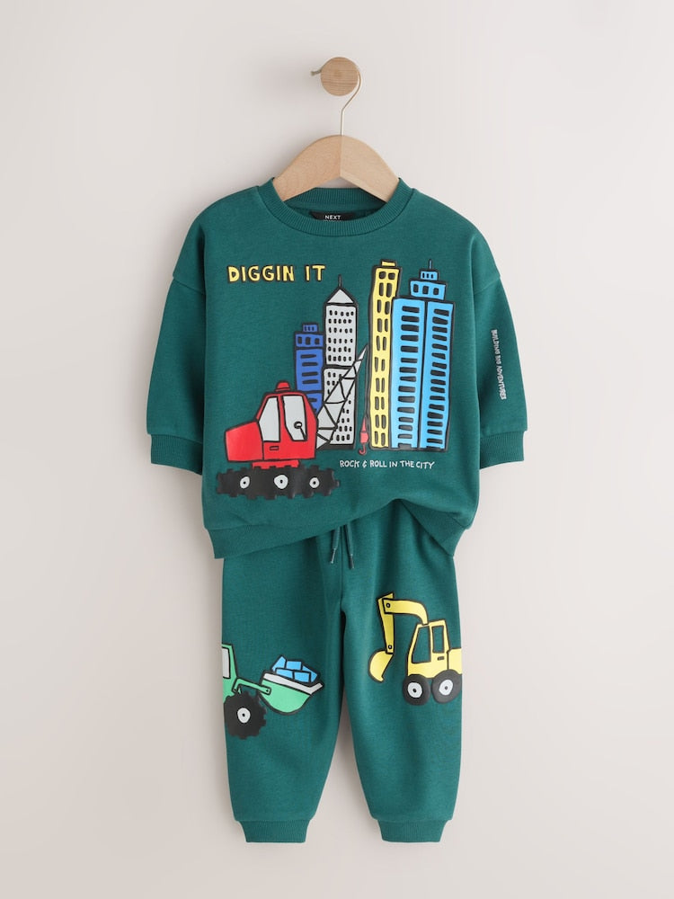 Dark Green Crew Neck Sweatshirt and Jogger Set (3mths-7yrs) (3mths-7yrs)