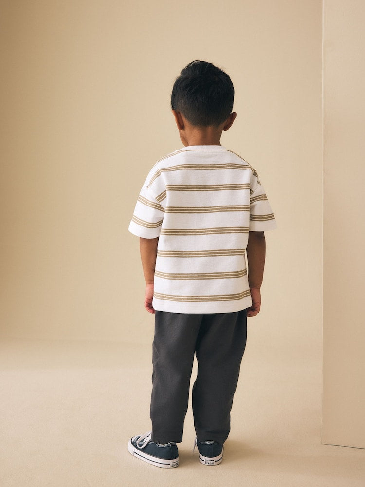 Tan Brown Jersey Shirt T-Shirt and Joggers 3 Piece Set (3mths-7yrs)