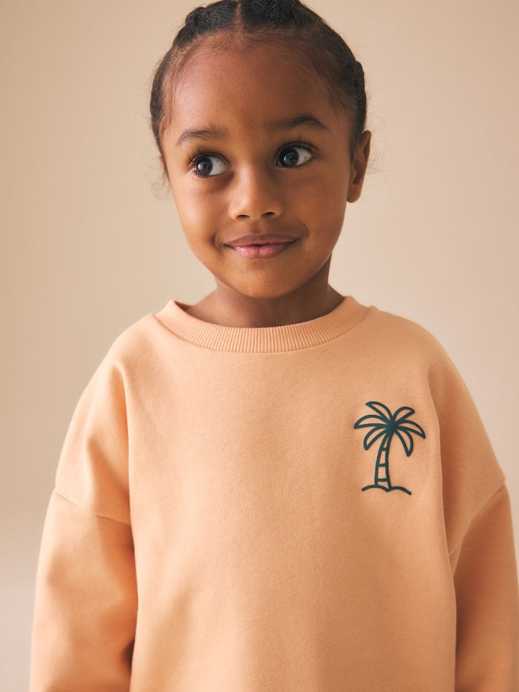 Orange Cool Kids Club Crew Neck Sweatshirt and Shorts Set (3mths-7yrs)