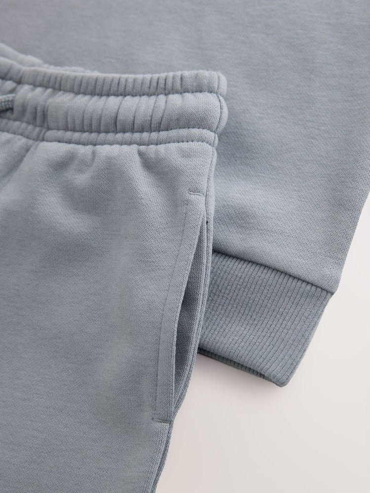 Grey Single Plain Crew Neck Sweatshirt and Shorts Set (3mths-7yrs)