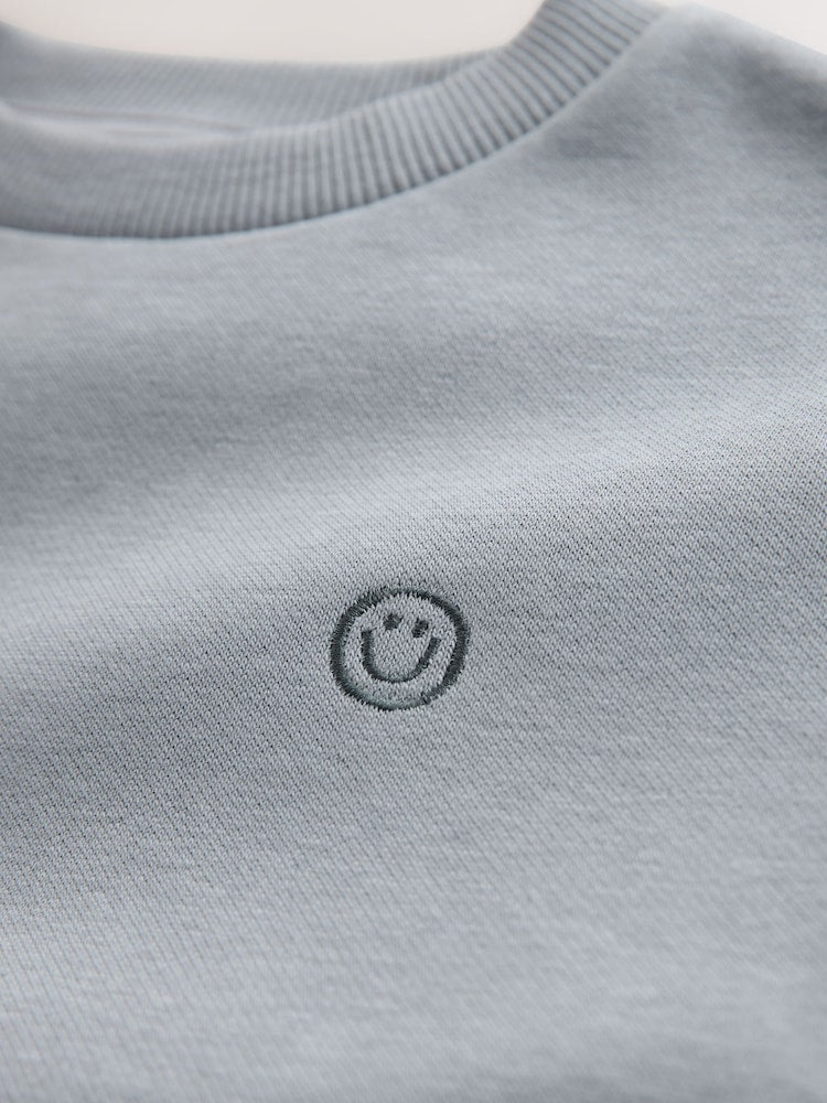 Grey Single Plain Crew Neck Sweatshirt and Shorts Set (3mths-7yrs)