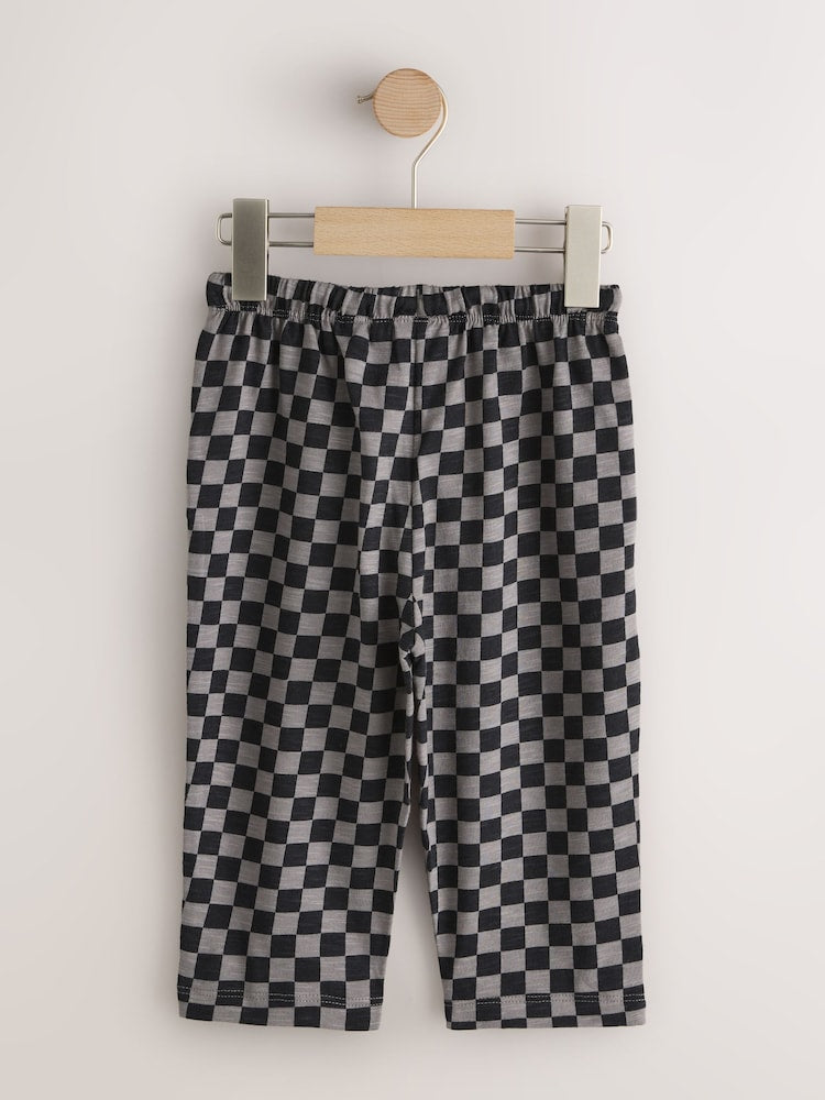 Black Cement And Checkerboard Stripe Joggers 3 Pack (3mths-7yrs) - Size 3-6 Months (62-68cm)