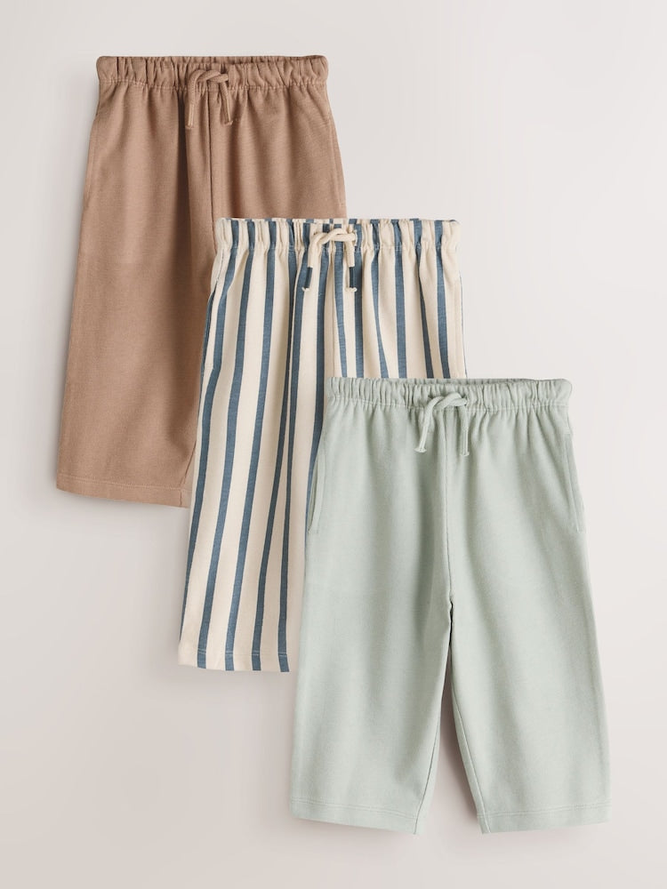 Blue Tan And Stripe Stripe Joggers 3 Pack (3mths-7yrs)