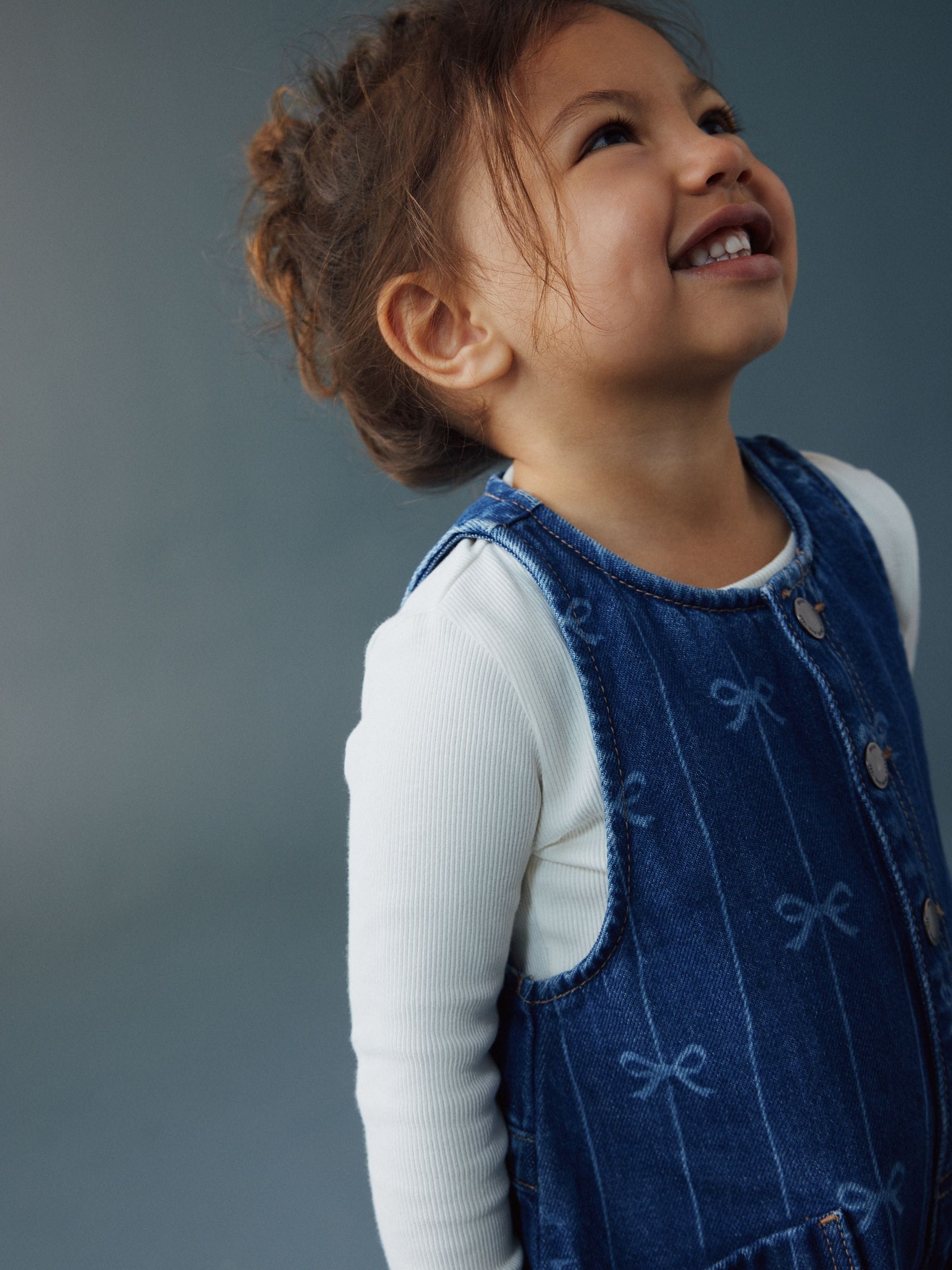 Bow Print Sleeveless Denim Jumpsuit (3mths-8yrs) - Size 3-6 Months (62-68cm)