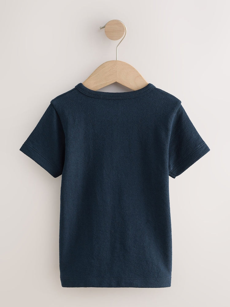 Navy/Blue/Stone Short Sleeve Henley Neck T-Shirts 3 Pack (3mths-7yrs)