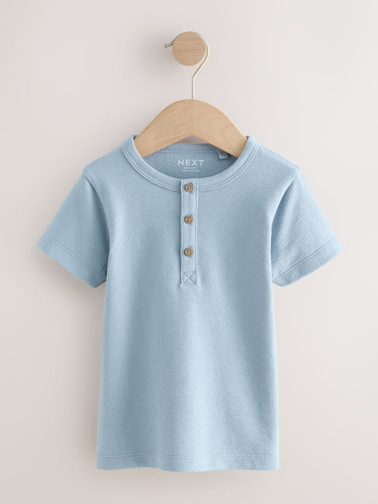 Navy/Blue/Stone Short Sleeve Henley Neck T-Shirts 3 Pack (3mths-7yrs)