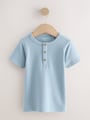 Navy/Blue/Stone Short Sleeve Henley Neck T-Shirts 3 Pack (3mths-7yrs) - Size 3-6 Months (62-68cm)