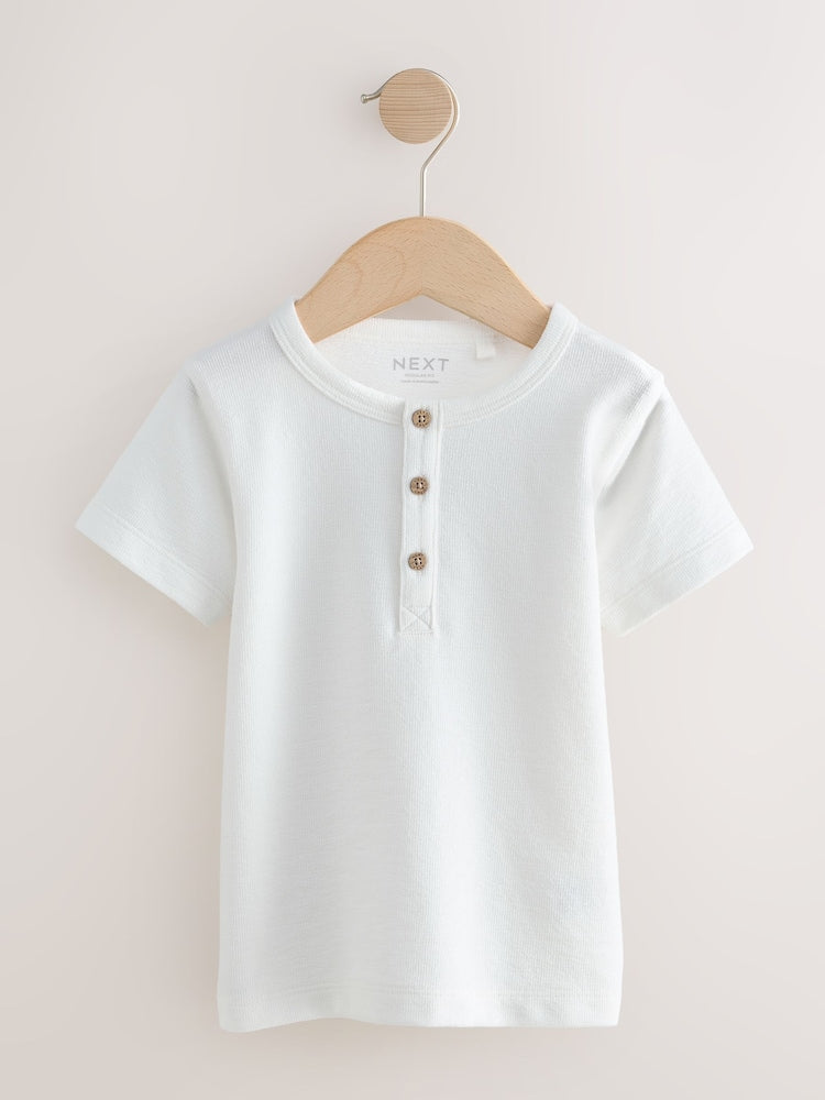 Navy/Blue/Stone Short Sleeve Henley Neck T-Shirts 3 Pack (3mths-7yrs)