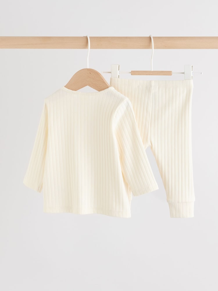 Cream Hello World Top and Leggings Baby Set (0-18mths)