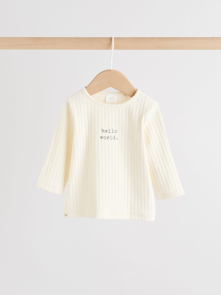 Cream Hello World Top and Leggings Baby Set (0-18mths)